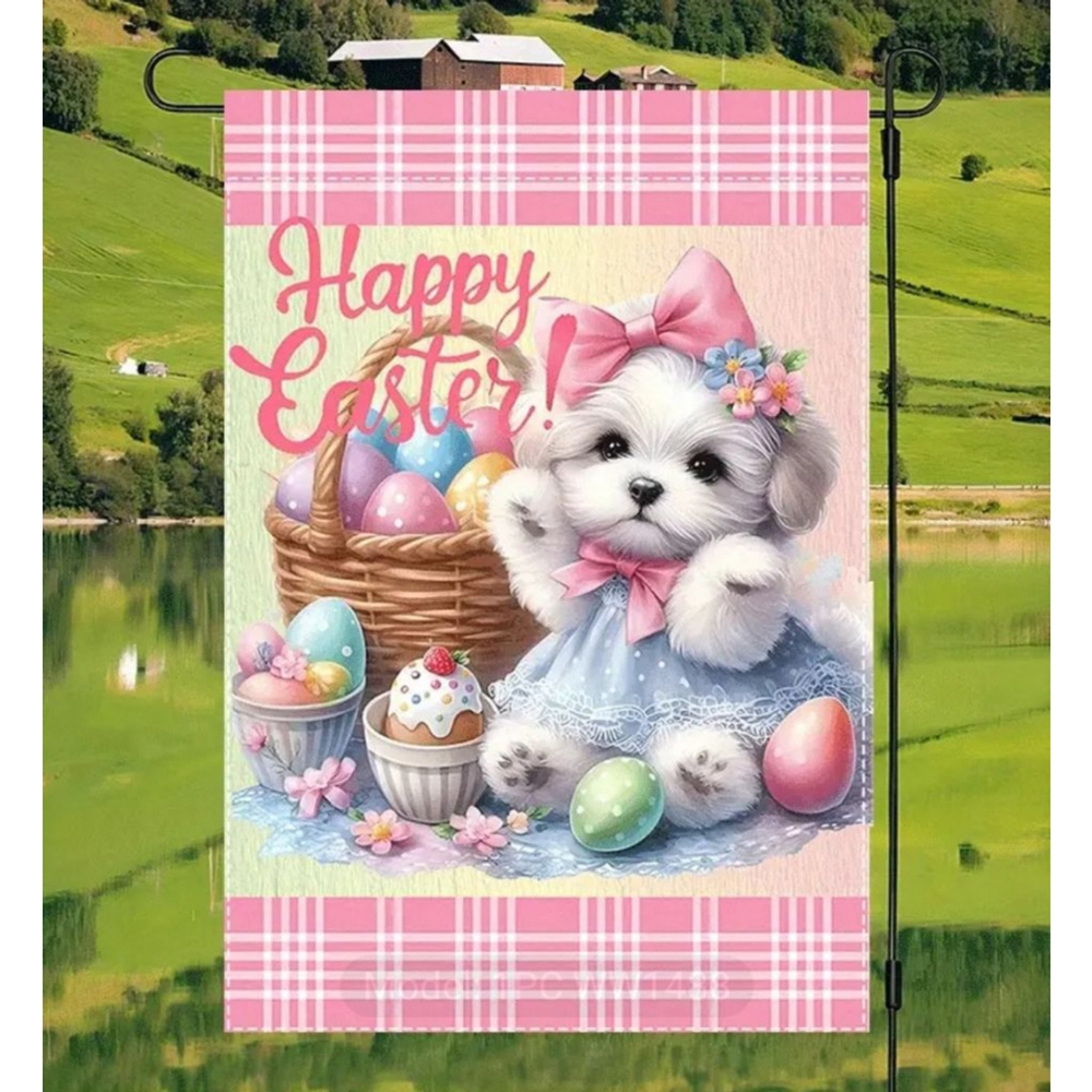 Easter Garden Flag, One Size, Pink & Blue